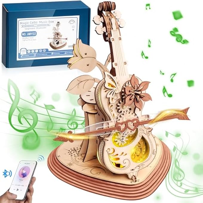 WOODEN MUSIC BOX PUZZLES FOR ADULTS MAGIC CELLO, 3D WOODEN PUZZLES FOR ADULTS/TEENS - Image 1